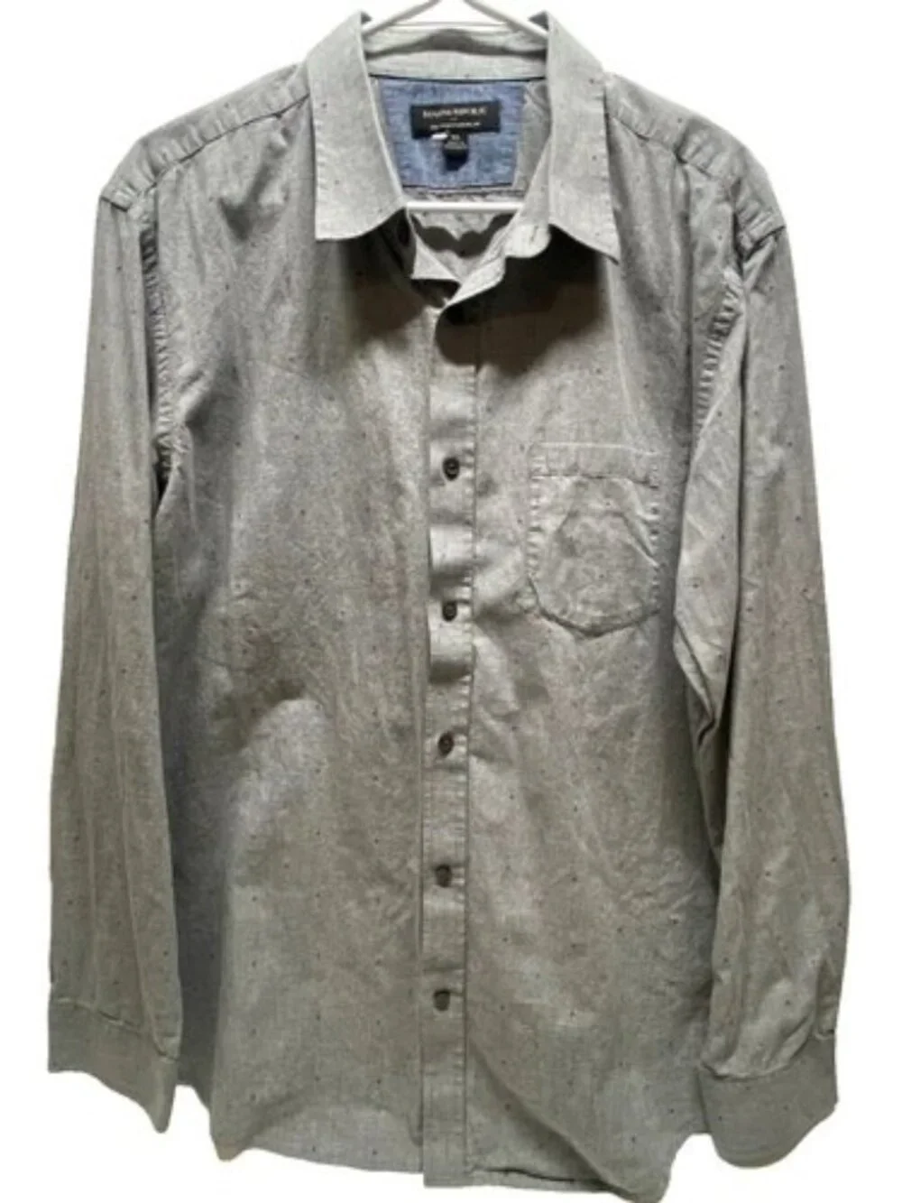 Banana Republic Dress Shirt Men's XL Grey Confetti Soft Wash Standard‎ Fit EUC